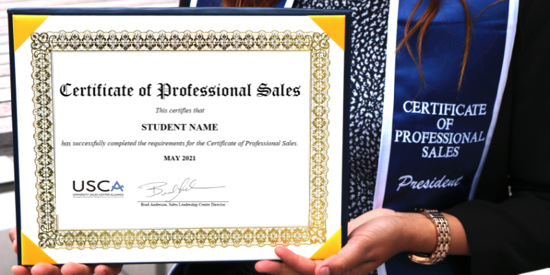 certificate of professional sales promo