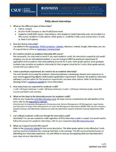 Internship FAQs (PDF)