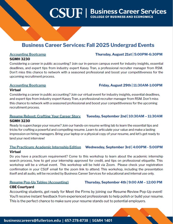 Fall Undergrad Events