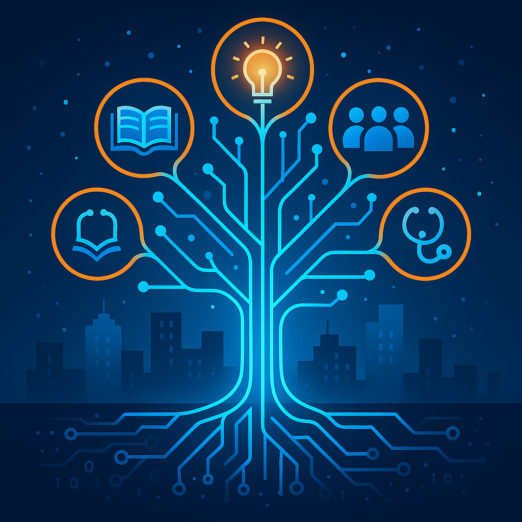 AI Graphic of blue AI Tree
